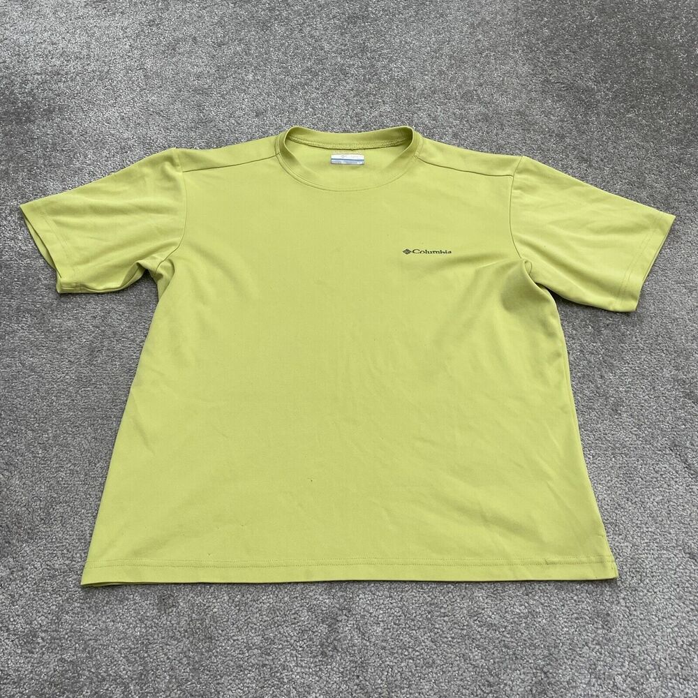 Columbia Omni Wick Active T-Shirt Mens Medium Yellow Crew Neck Short Sleeve Tee